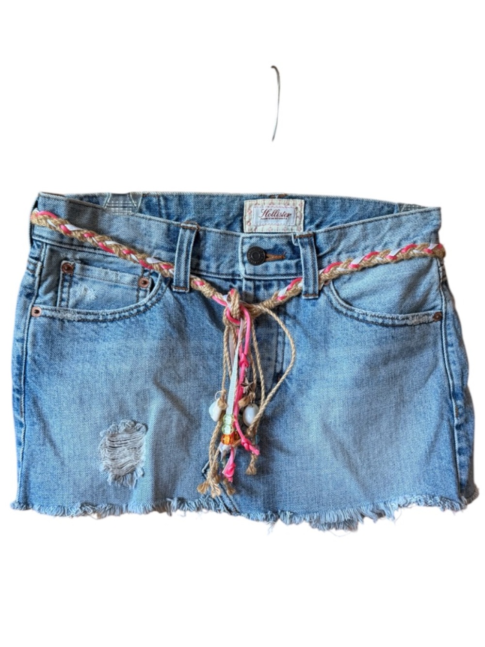 Hollister Y2K Jean Skirt + Original Braided Seashell Neon Belt Y2K⭐️⭐️⭐️⭐️⭐️ - Picture 11 of 14